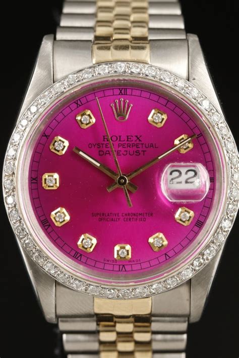 pink face rolex pre owned|Rolex pink face with diamonds.